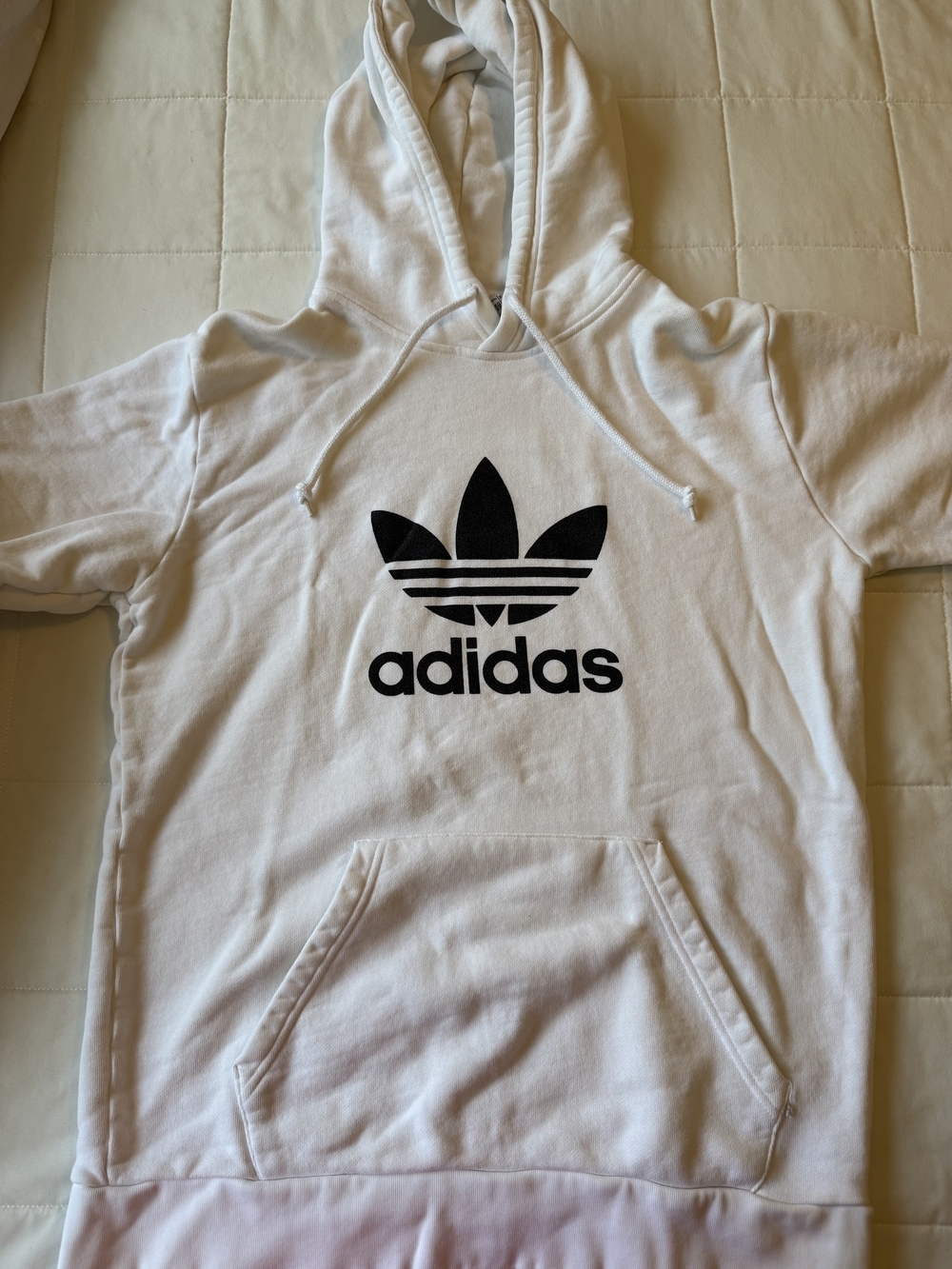 Adidas Trefoil Hoodie White Black Logo Size M